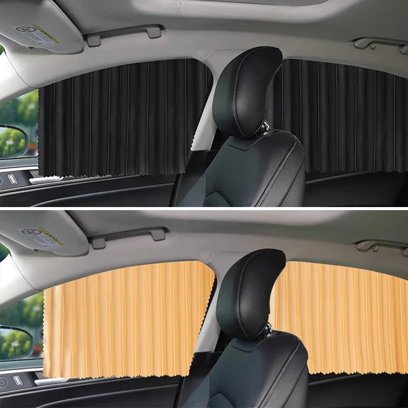 Magnetic Car Side Window Sunshade Curtains front-gold-2pcs by HitMyNeed