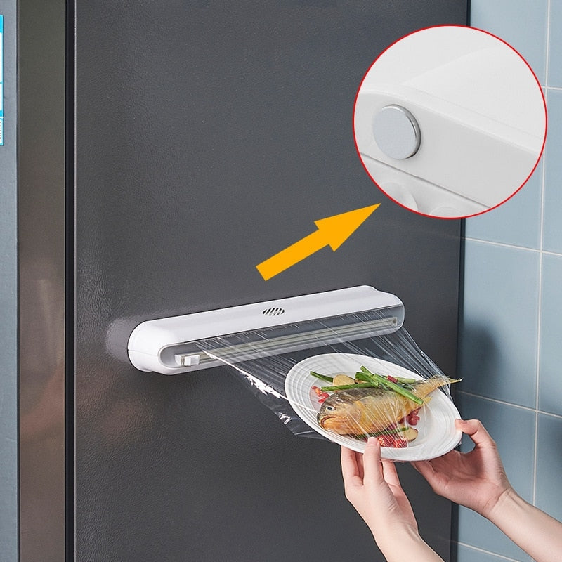 Magnetic Cling Film Holder with Built‑In Cutter by HitMyNeed