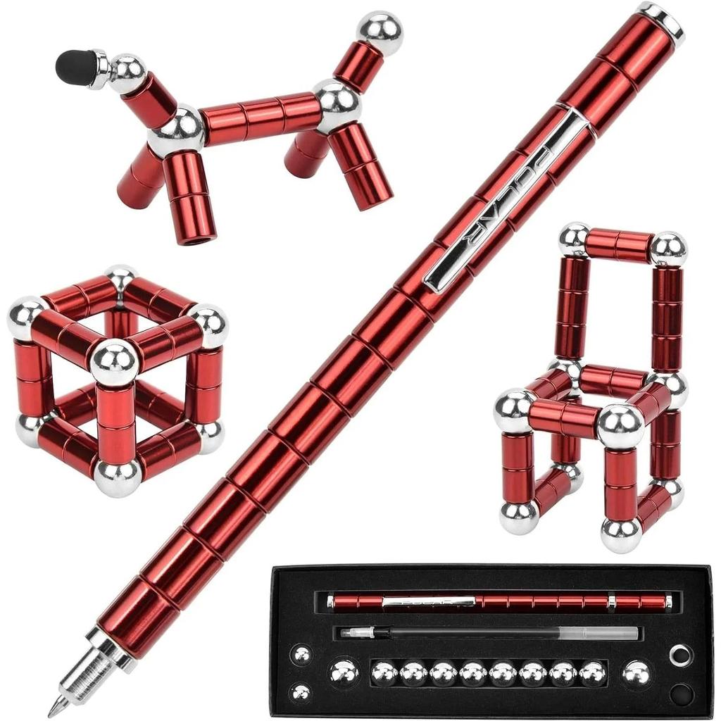 Magnetic Fidget Pen with Stylus for Stress Relief red by HitMyNeed