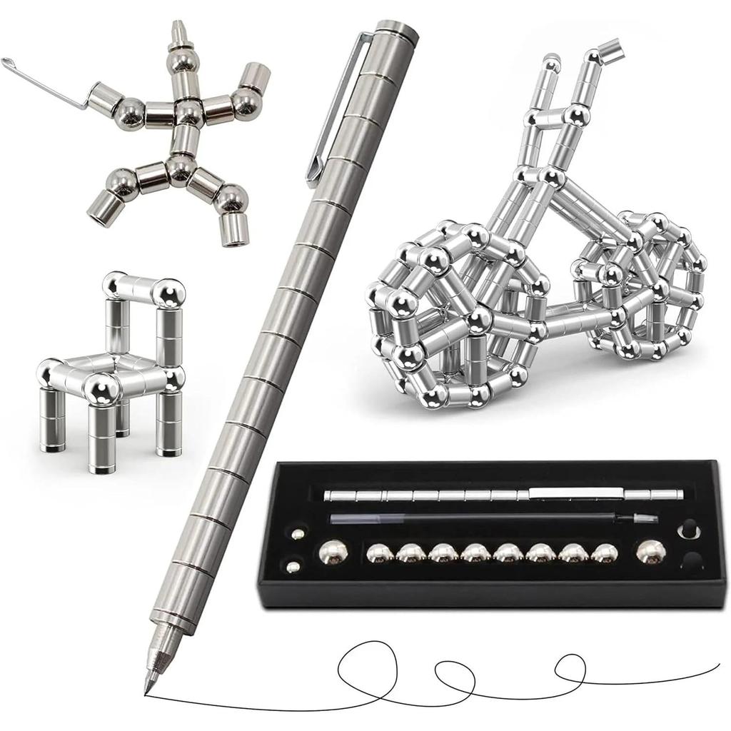 Magnetic Fidget Pen with Stylus for Stress Relief silver by HitMyNeed