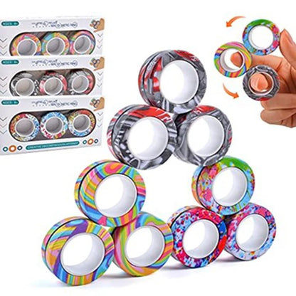 Magnetic Fidget Rings Set of 3 for Stress Relief by HitMyNeed