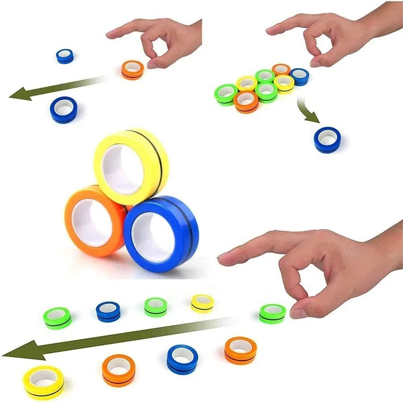 Magnetic Fidget Rings Set of 3 for Stress Relief by HitMyNeed