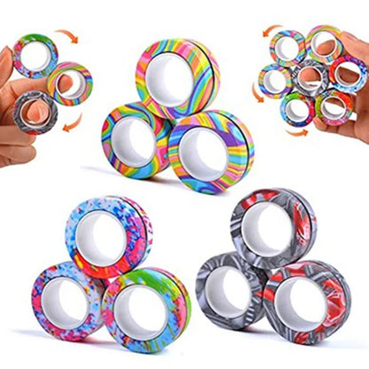 Magnetic Fidget Rings Set of 3 for Stress Relief by HitMyNeed