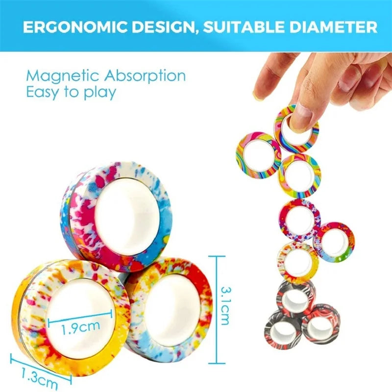 Magnetic Fidget Rings Set of 3 for Stress Relief by HitMyNeed