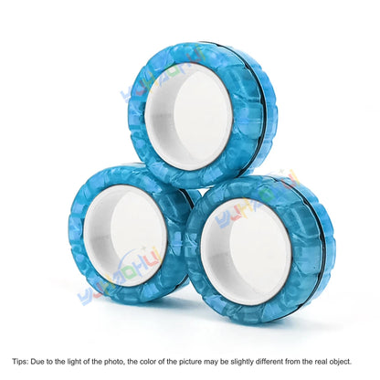 Magnetic Fidget Rings Set of 3 for Stress Relief luminous-blue by HitMyNeed