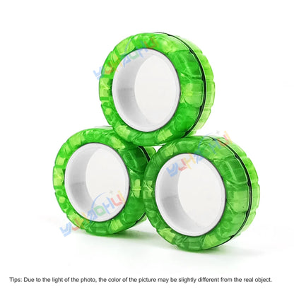 Magnetic Fidget Rings Set of 3 for Stress Relief luminous-green by HitMyNeed