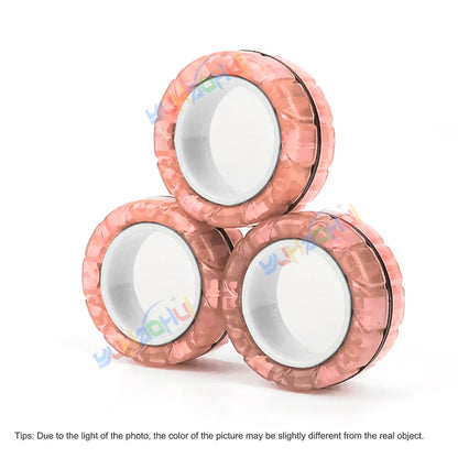 Magnetic Fidget Rings Set of 3 for Stress Relief luminous-pink by HitMyNeed