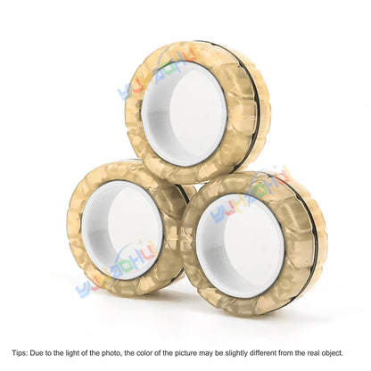 Magnetic Fidget Rings Set of 3 for Stress Relief luminous-yellow by HitMyNeed