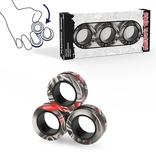 Magnetic Fidget Spinner Rings Set (3 Pack) black by HitMyNeed