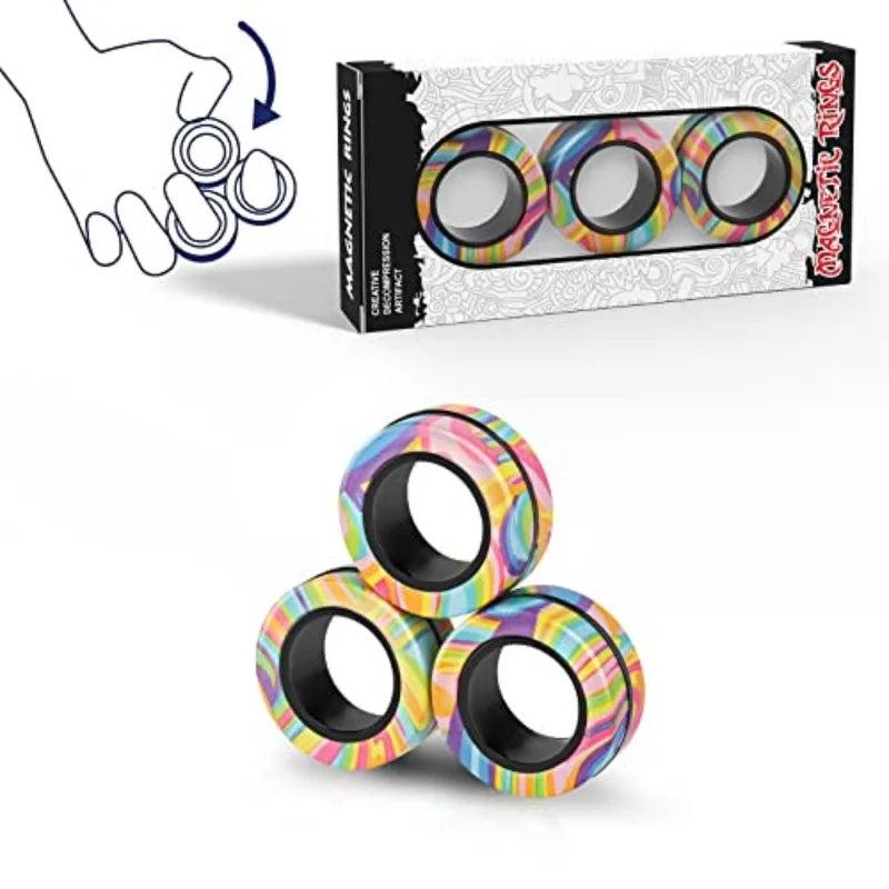 Magnetic Fidget Spinner Rings Set (3 Pack) multicolor by HitMyNeed