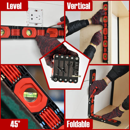 Magnetic Foldable Level Ruler with Protractor by HitMyNeed