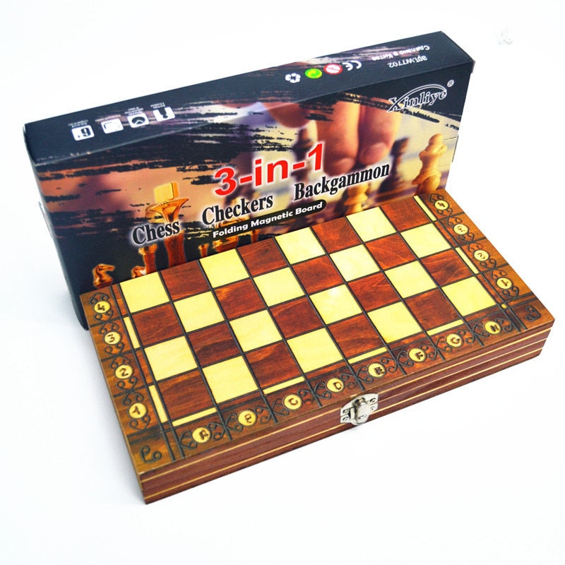 Magnetic Foldable Wooden Chess & Backgammon Set by HitMyNeed