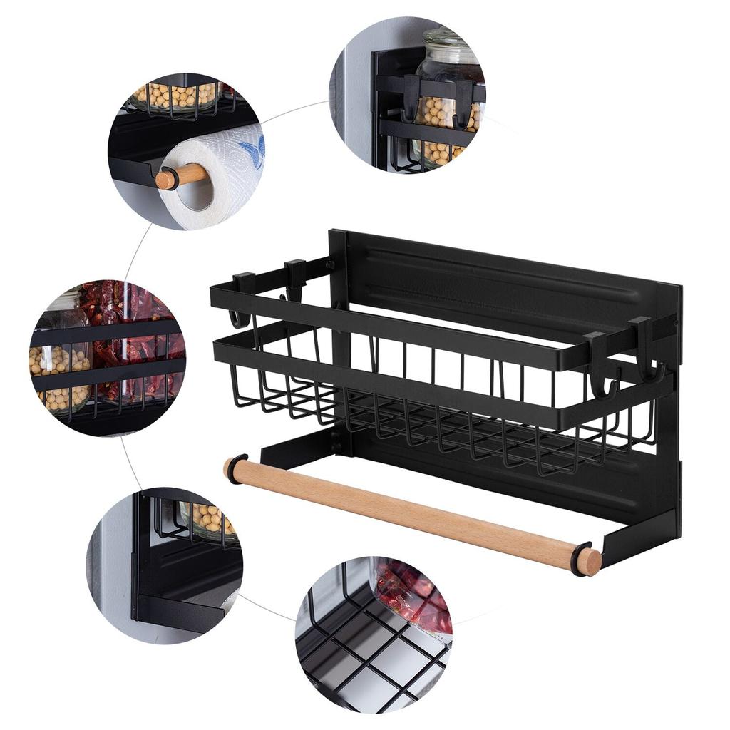 Magnetic Fridge Shelf with Hooks and Towel Holder by HitMyNeed
