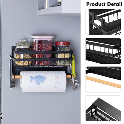 Magnetic Fridge Shelf with Hooks and Towel Holder by HitMyNeed