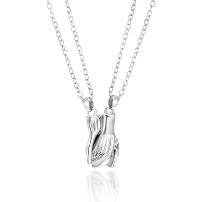 Magnetic Holding Hands Couple Necklace Set by HitMyNeed