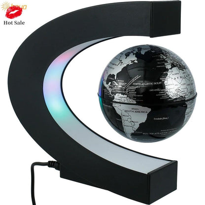 Magnetic Levitating Globe LED C-Shape Desk Lamp black-globe-light-200004890 eu-plug by HitMyNeed