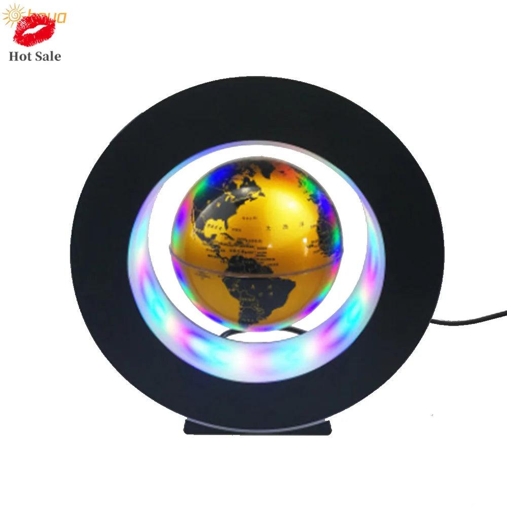 Magnetic Levitating Globe LED C-Shape Desk Lamp gold-globe-light eu-plug by HitMyNeed