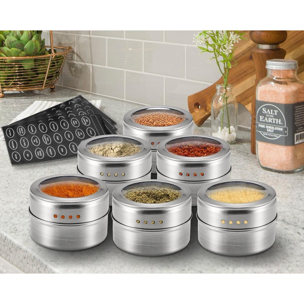 Magnetic Spice Containers with Labels, Set of 6 by HitMyNeed