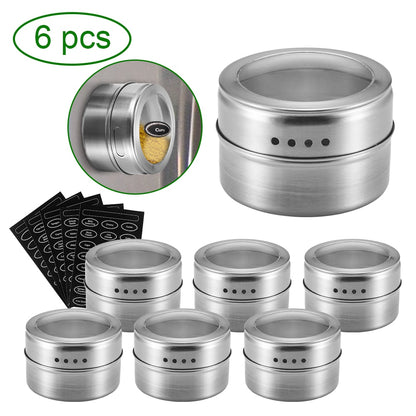 Magnetic Spice Containers with Labels, Set of 6 by HitMyNeed