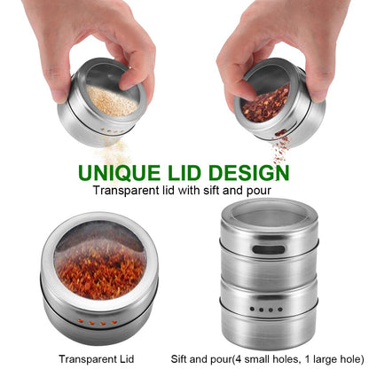 Magnetic Spice Containers with Labels, Set of 6 by HitMyNeed