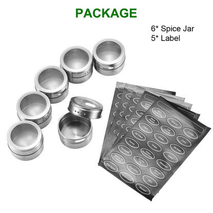 Magnetic Spice Containers with Labels, Set of 6 by HitMyNeed
