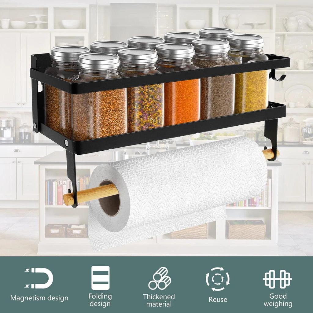 Magnetic Spice Rack with Towel Holder & Hooks by HitMyNeed
