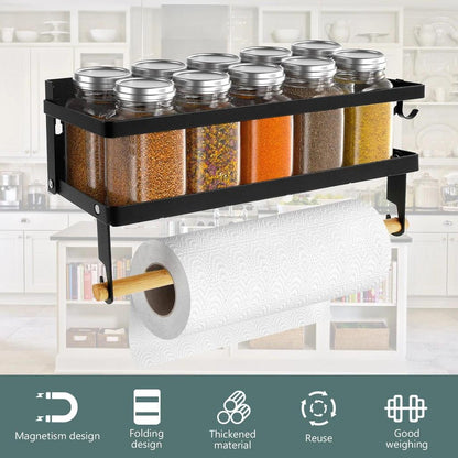 Magnetic Spice Rack with Towel Holder & Hooks by HitMyNeed