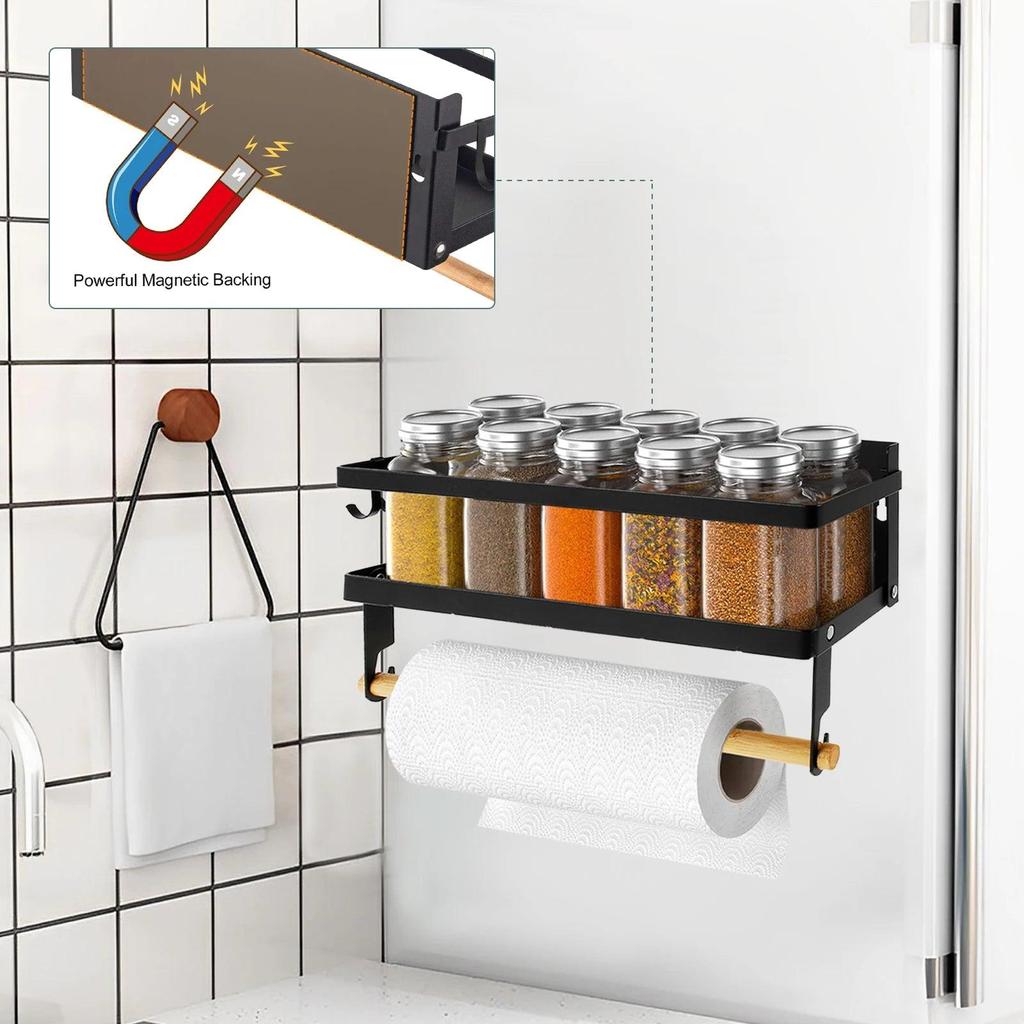 Magnetic Spice Rack with Towel Holder & Hooks by HitMyNeed