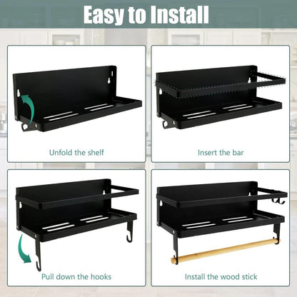Magnetic Spice Rack with Towel Holder & Hooks by HitMyNeed