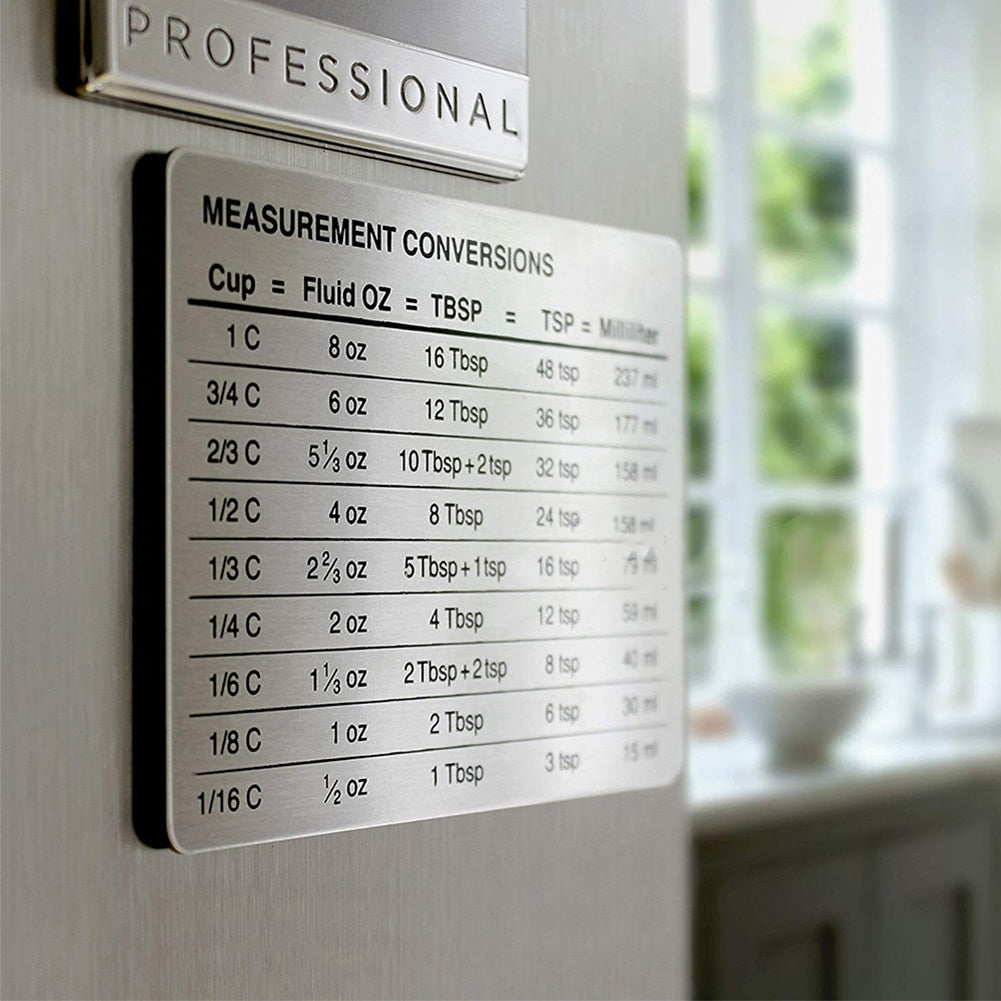 Magnetic Stainless Steel Baking Conversion Chart by HitMyNeed