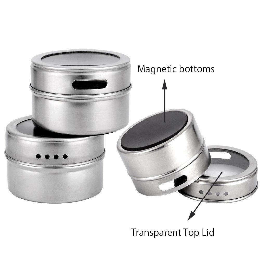 Magnetic Stainless Steel Spice Tins Set of 6 by HitMyNeed