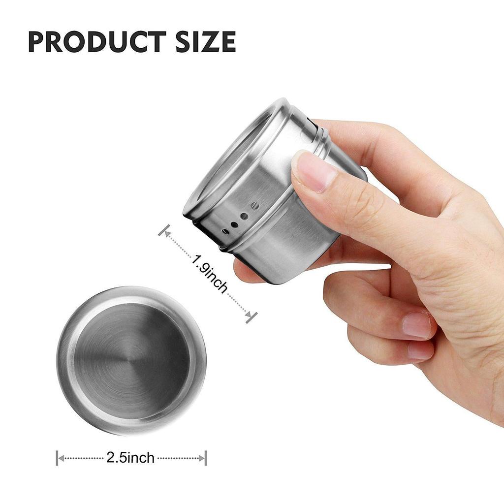 Magnetic Stainless Steel Spice Tins Set of 6 by HitMyNeed