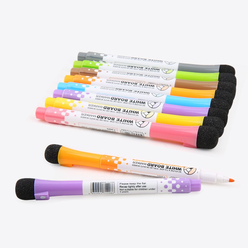 Magnetic Whiteboard Markers Set with Erasers (8 pcs) by HitMyNeed