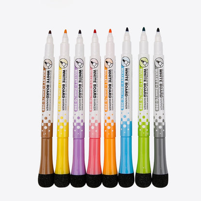 Magnetic Whiteboard Markers Set with Erasers (8 pcs) by HitMyNeed