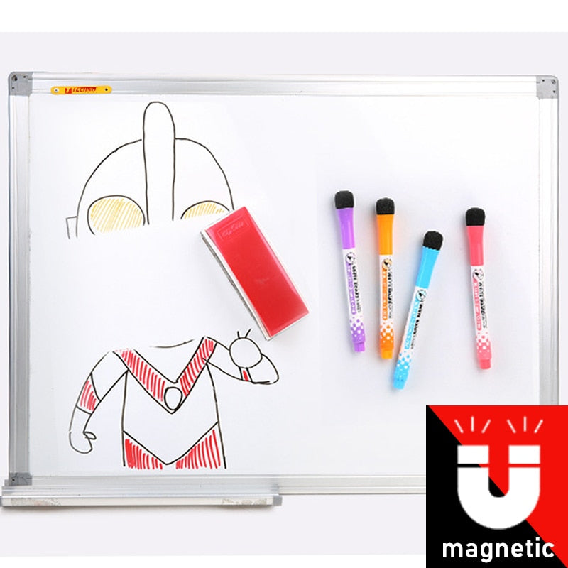 Magnetic Whiteboard Markers Set with Erasers (8 pcs) by HitMyNeed
