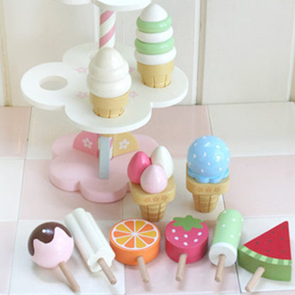 Magnetic Wooden Ice Cream Toy Set with Stand by HitMyNeed