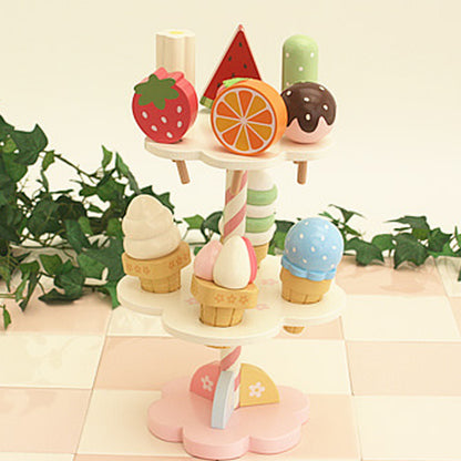 Magnetic Wooden Ice Cream Toy Set with Stand by HitMyNeed