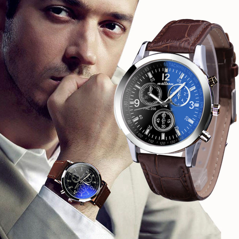 Malloom Men's Quartz Analog Watch with Blue Glass by HitMyNeed