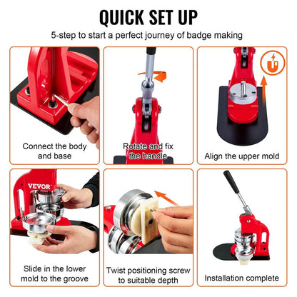 Manual Badge Maker Machine with 500-Piece Kit by HitMyNeed