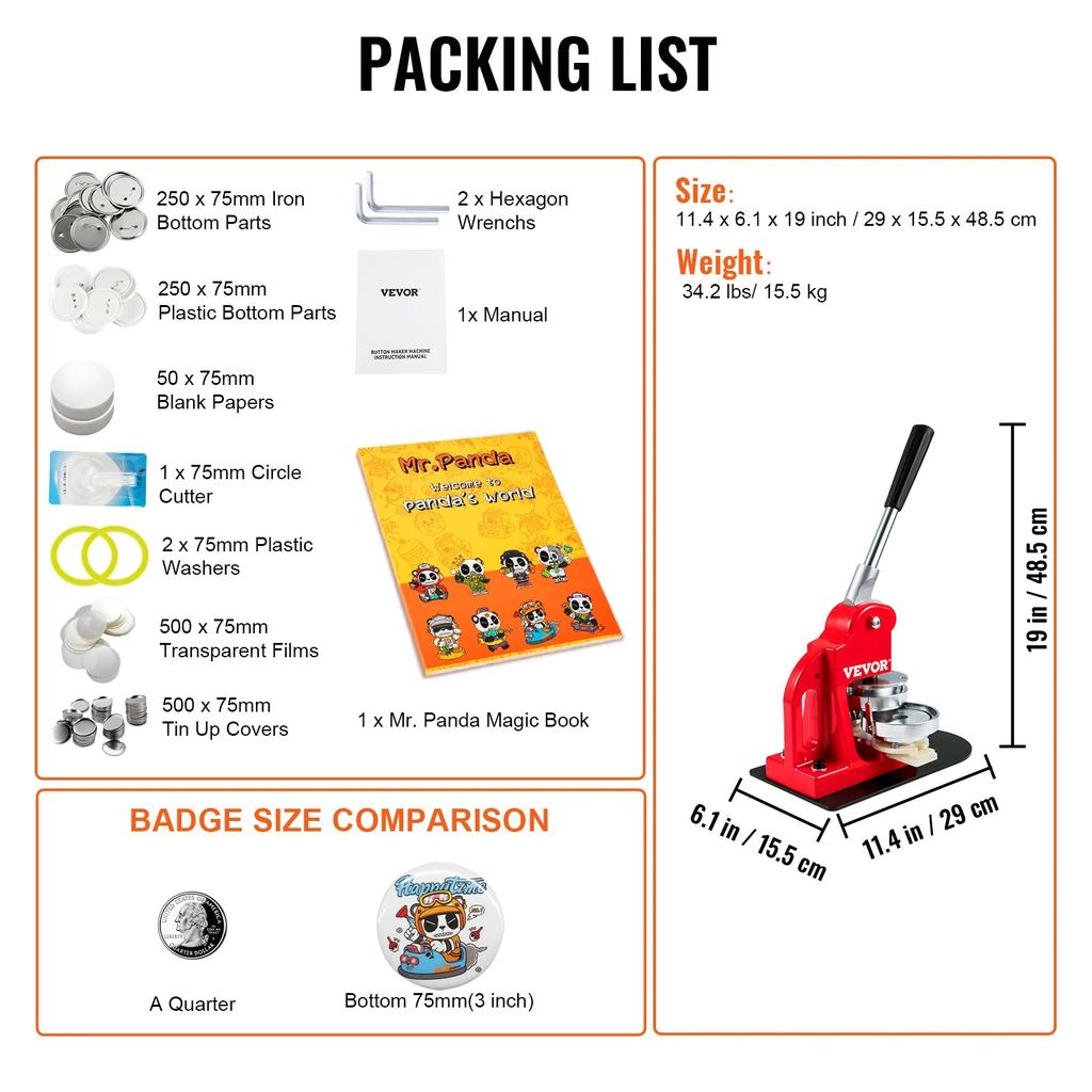 Manual Badge Maker Machine with 500-Piece Kit by HitMyNeed