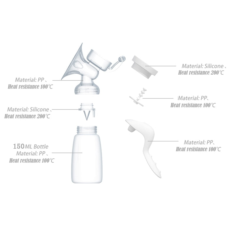 Manual Breast Pump with 150ml Bottle, BPA Free by HitMyNeed