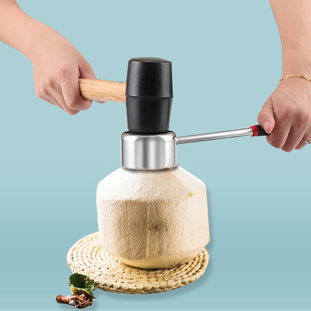 Manual Coconut Opener Tool Set with Hammer, 2-Piece by HitMyNeed