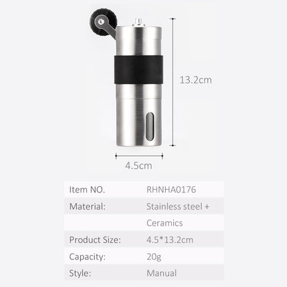 Manual Coffee Grinder with Ceramic Burrs, 20g Capacity by HitMyNeed