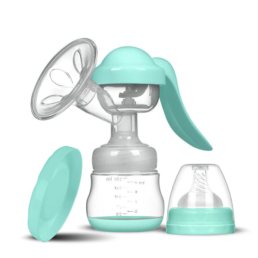 Manual Hand Breast Pump with 150ml Feeding Bottle by HitMyNeed