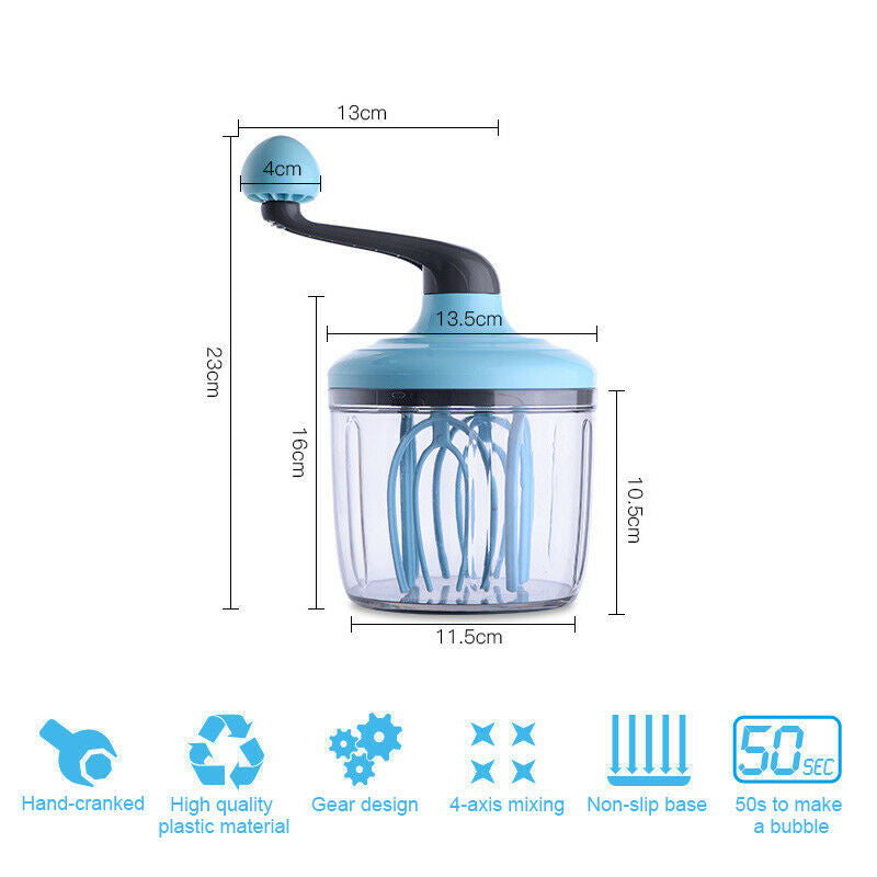 Manual Hand Crank Mixer with Bowl (1.1L) by HitMyNeed