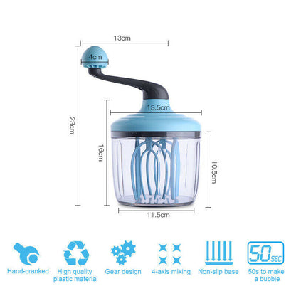 Manual Hand Crank Mixer with Bowl (1.1L) by HitMyNeed