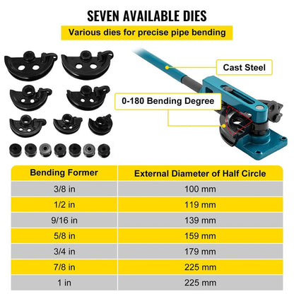 Manual Pipe Bender 10-25 mm, 3/8"-1" Lever Tube Bender by HitMyNeed