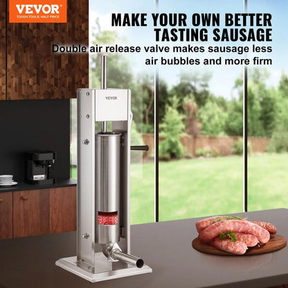 Manual Stainless Steel Vertical Sausage Stuffer 3-7L by HitMyNeed