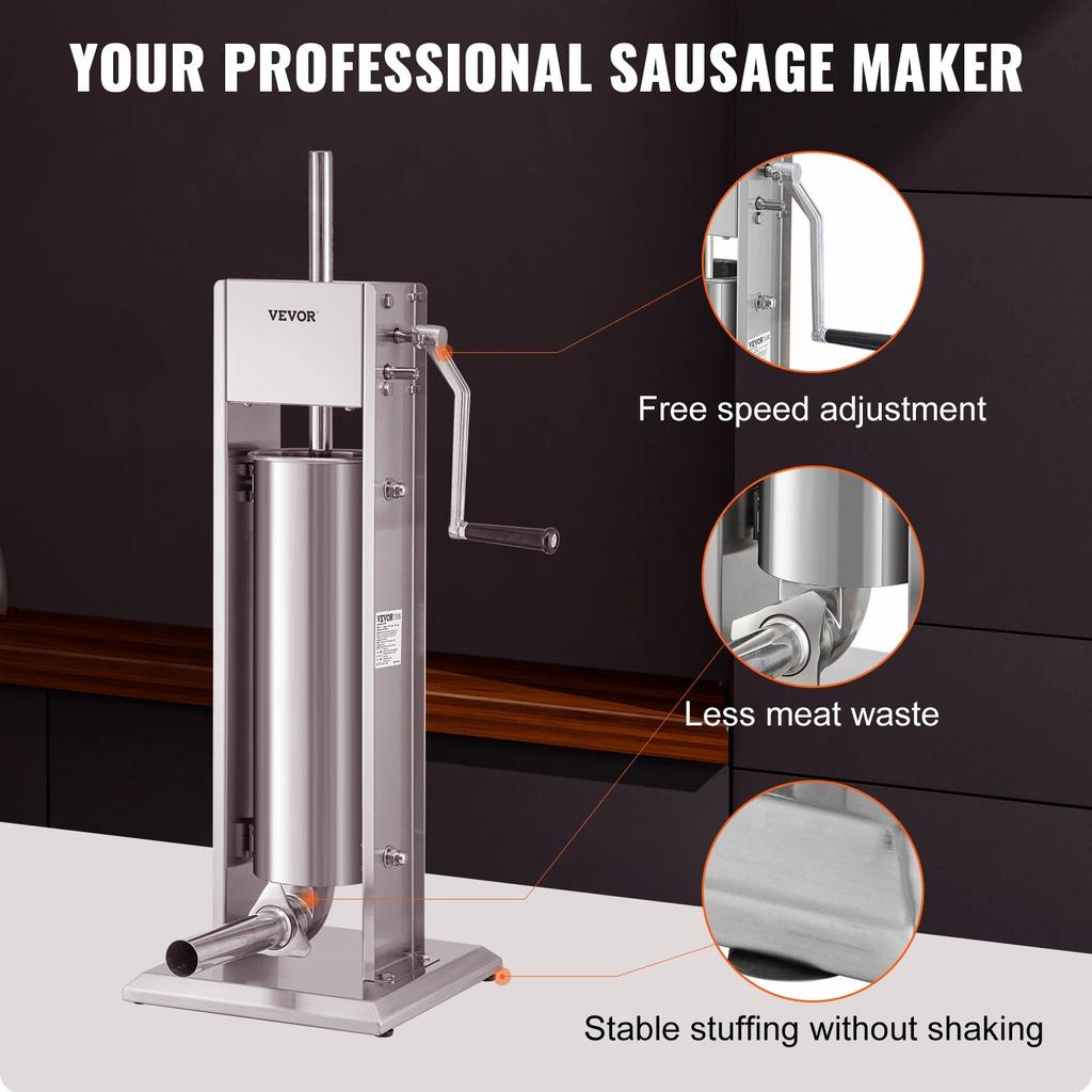 Manual Stainless Steel Vertical Sausage Stuffer 3-7L by HitMyNeed