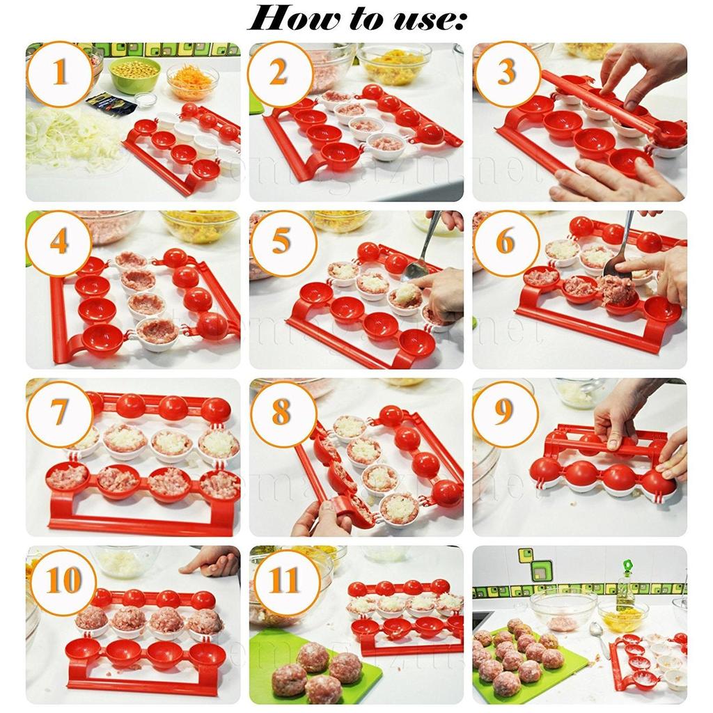 Manual Stuffed Meatball Maker, 4-Cavity Mold by HitMyNeed